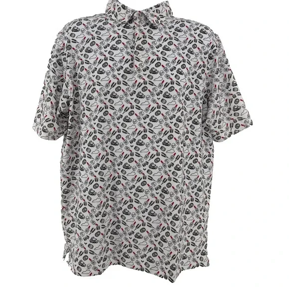 Straight Down Golf Shirt Mens L Maker's Mark Bourbon Whiskey Print Performance